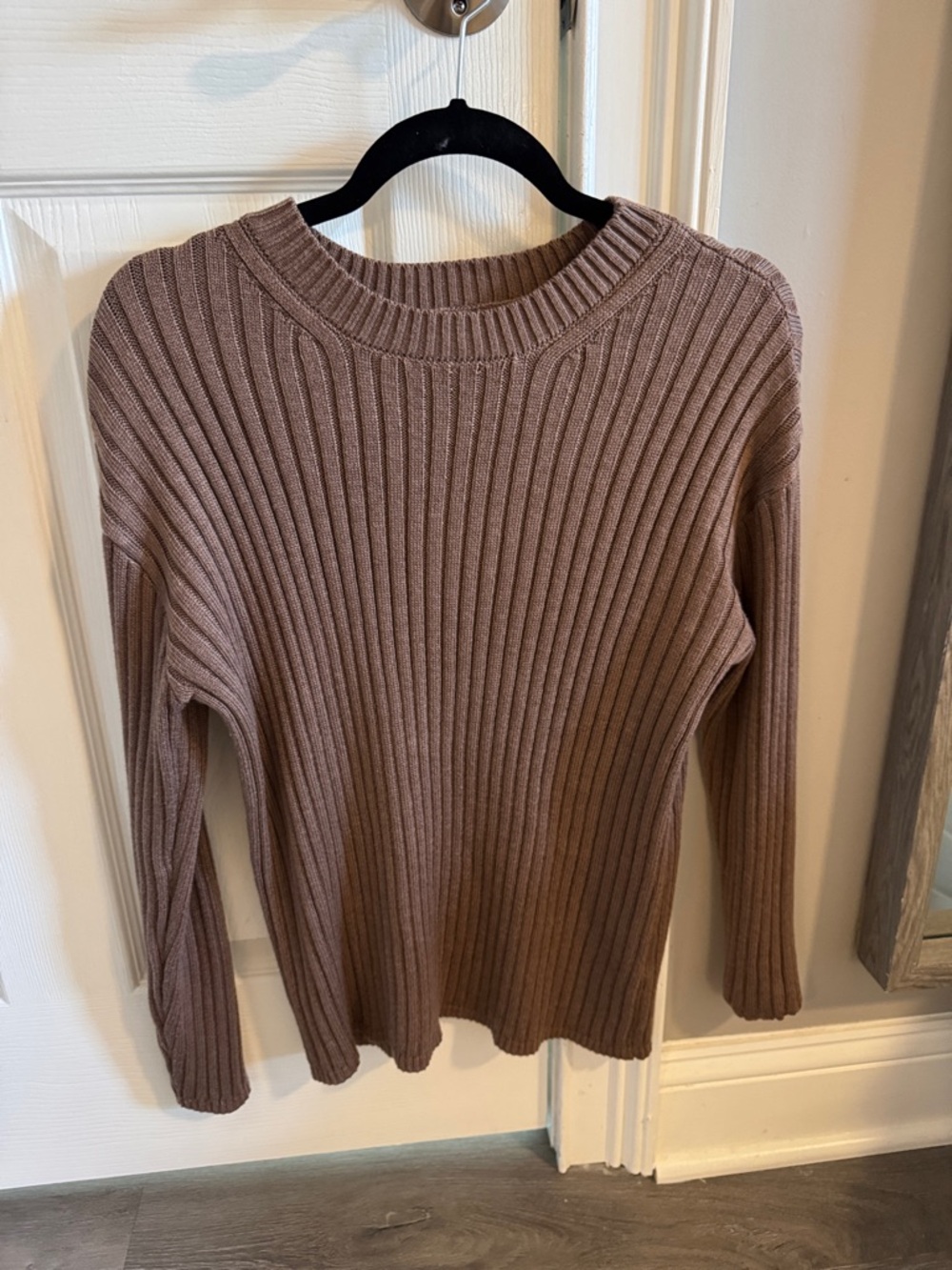 Jessica Simpson Ribbed Crewneck Sweater - Mauve Taupe